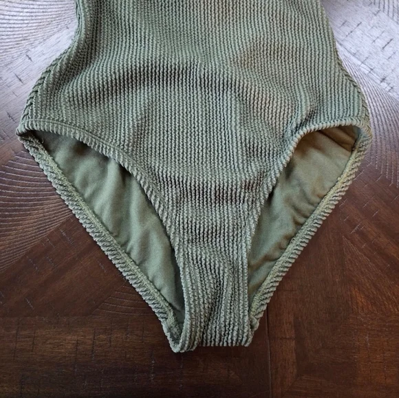 New Kona Sol Green Ribbed One Piece Swimsuit Women's Small (4-6) Full Coverage - Picture 2 of 12